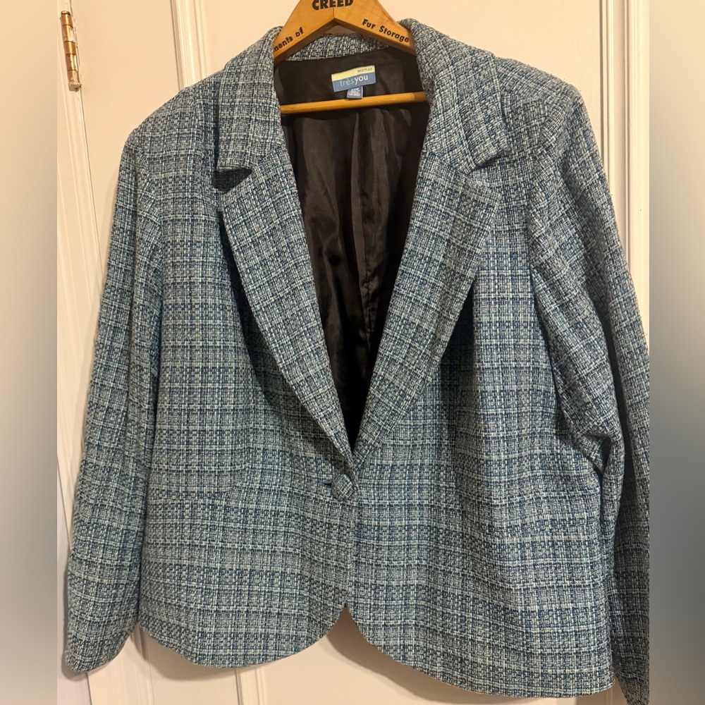 Othr Blue Tweed Single-Button Blazer